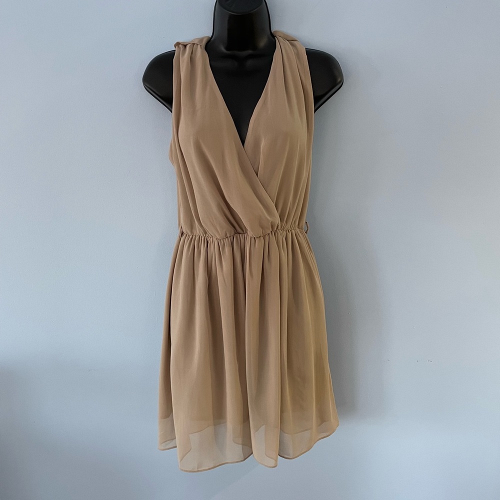 Chiffon tan flowy dress